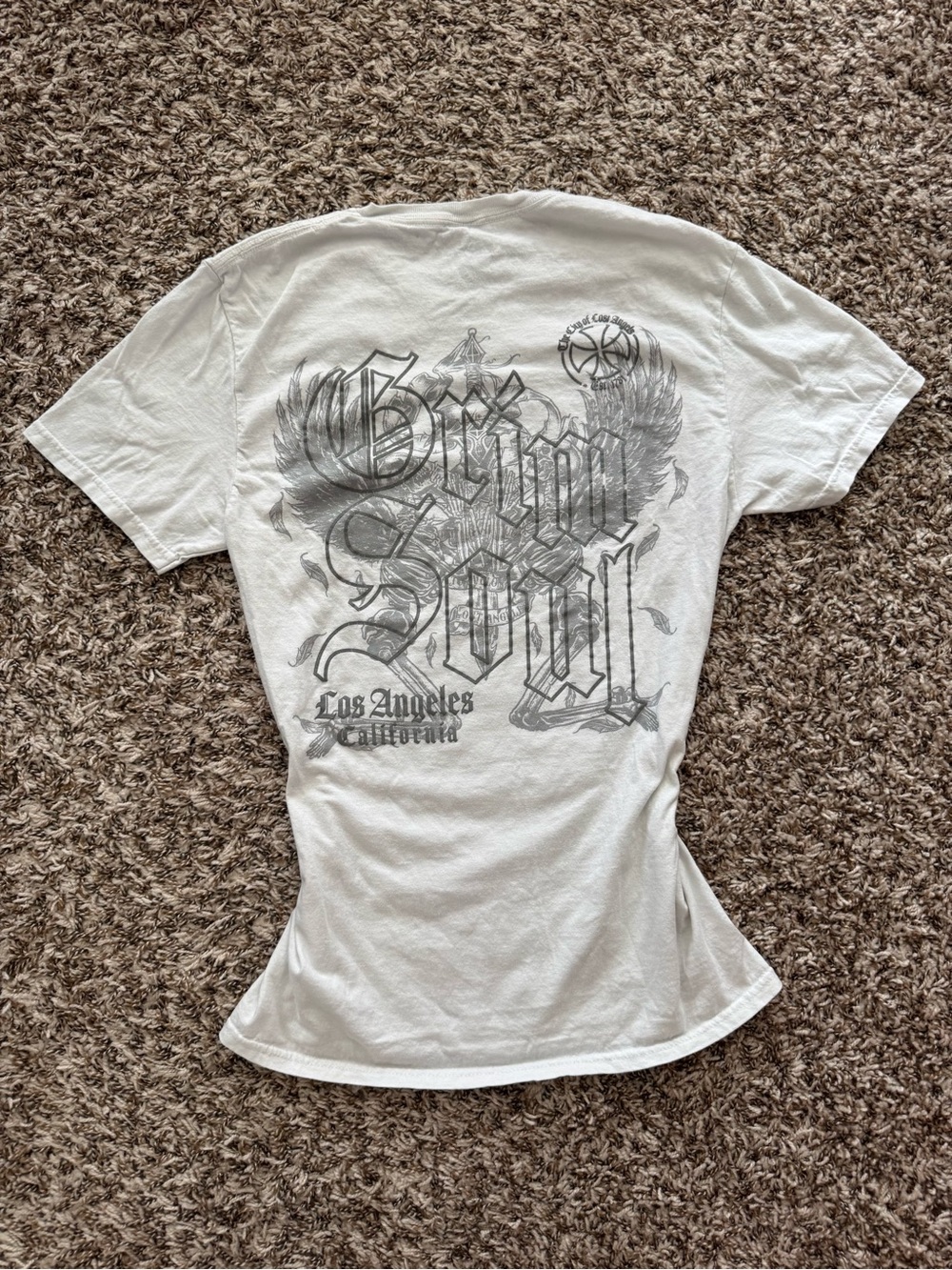 Y2k Grim Soul Graphic Back-Print Tee - White